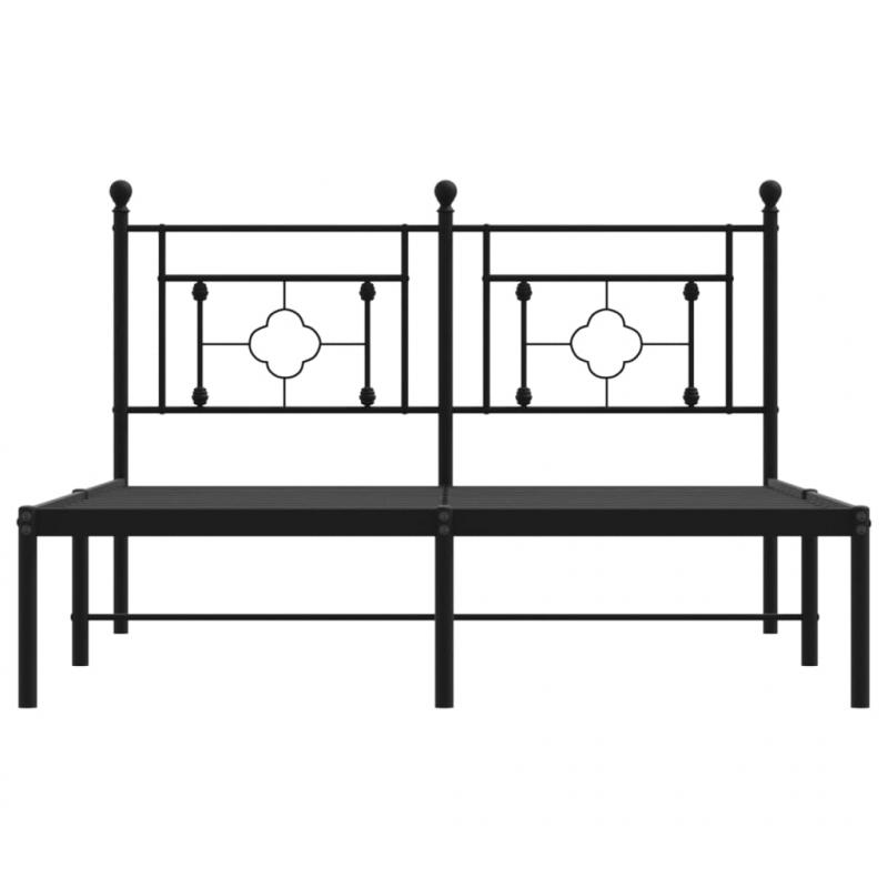 Bettgestell mit Kopfteil Metall Schwarz 135x190 cm