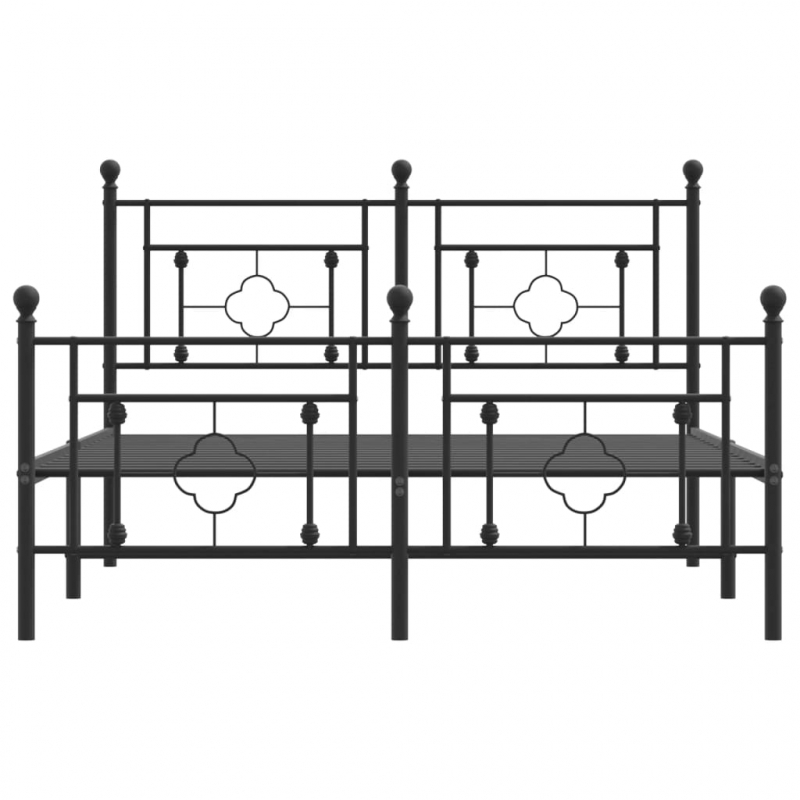 Bettgestell mit Kopf- und Fußteil Metall Schwarz 135x190 cm