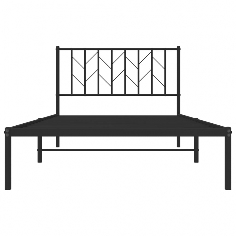 Bettgestell mit Kopfteil Metall Schwarz 107x203 cm