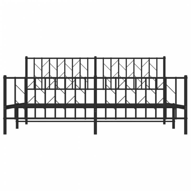 Bettgestell mit Kopf- und Fußteil Metall Schwarz 183x213 cm