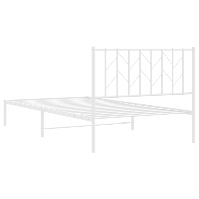 Bettgestell mit Kopfteil Metall Weiß 107x203 cm