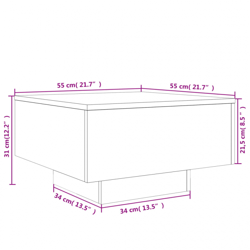 Couchtisch Braun Eichen-Optik 55x55x31 cm Holzwerkstoff