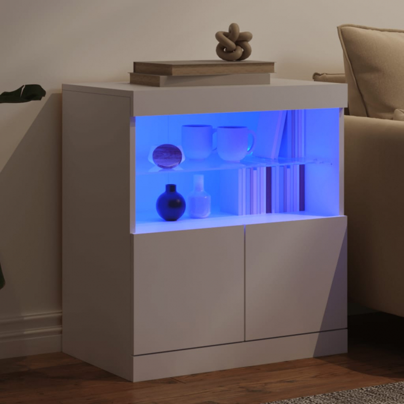 Sideboard mit LED-Leuchten Weiß 60x37x67 cm