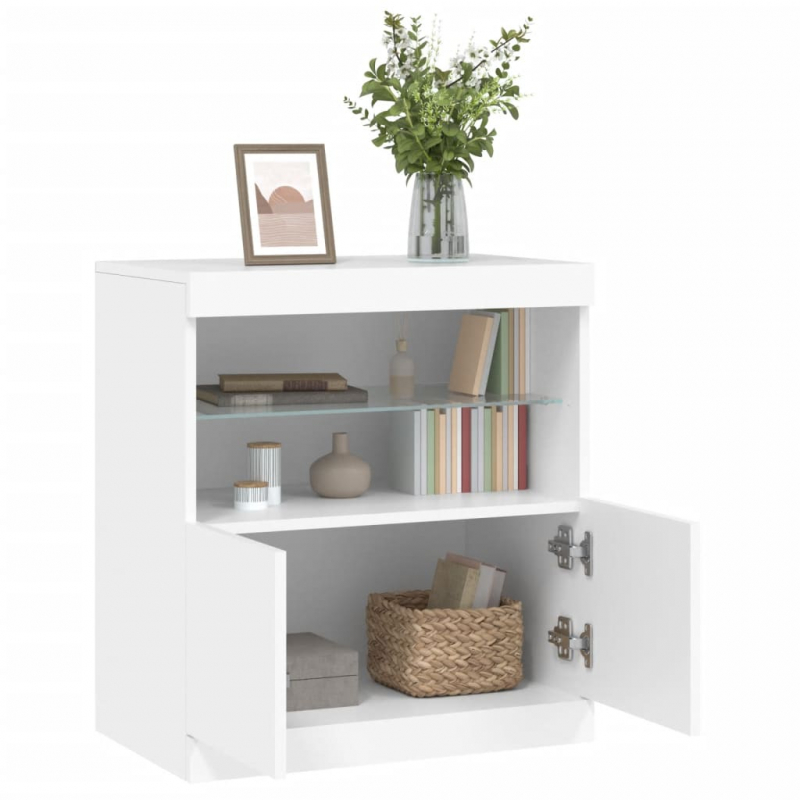 Sideboard mit LED-Leuchten Weiß 60x37x67 cm