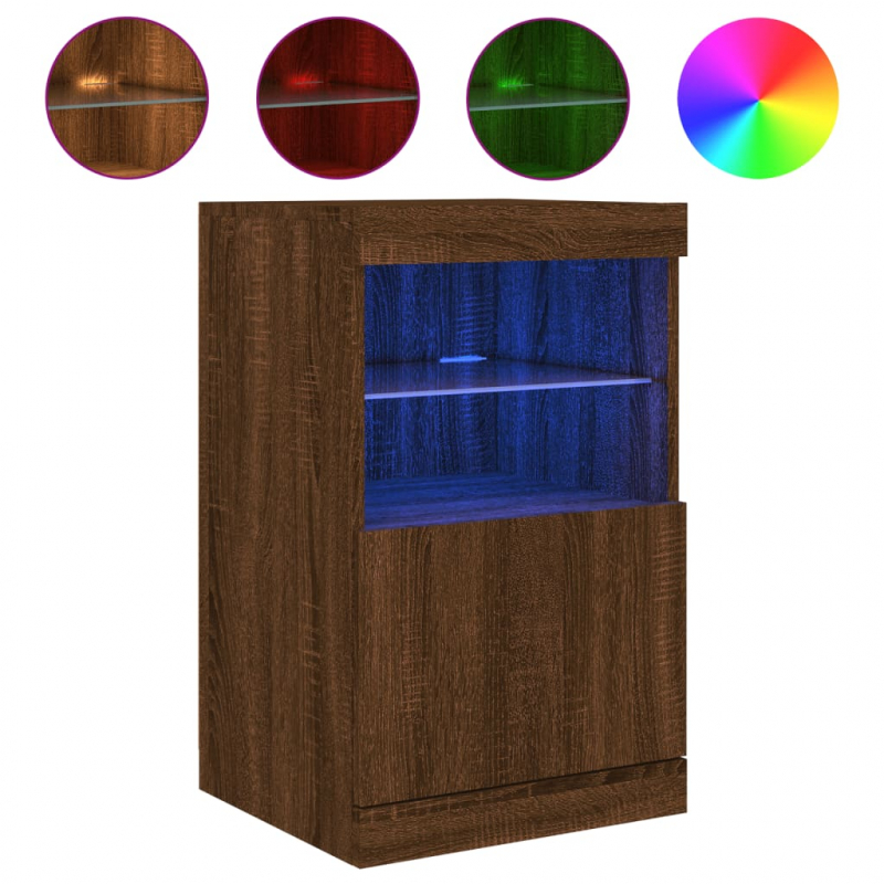 Sideboard mit LED-Leuchten Braun Eichen-Optik 41x37x67 cm