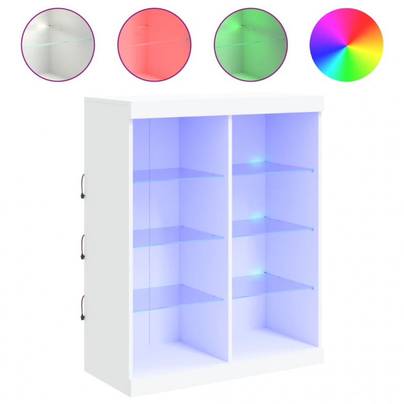 Sideboard mit LED-Leuchten Weiß 81x37x100 cm