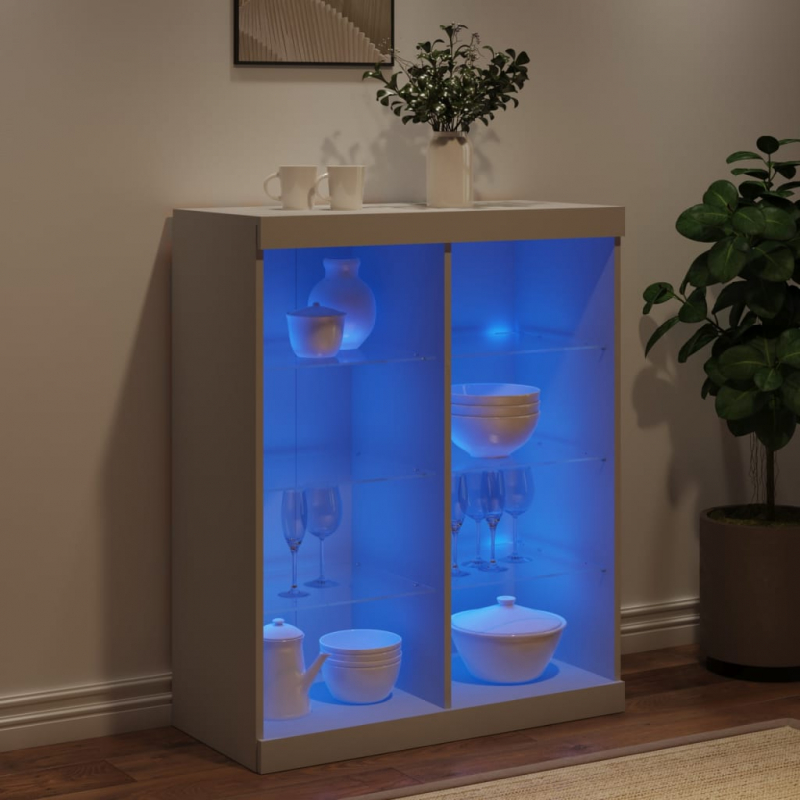 Sideboard mit LED-Leuchten Weiß 81x37x100 cm