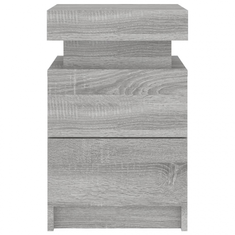 Nachttische mit LED-Leuchten 2 Stk. Grau Sonoma 35x39x55 cm