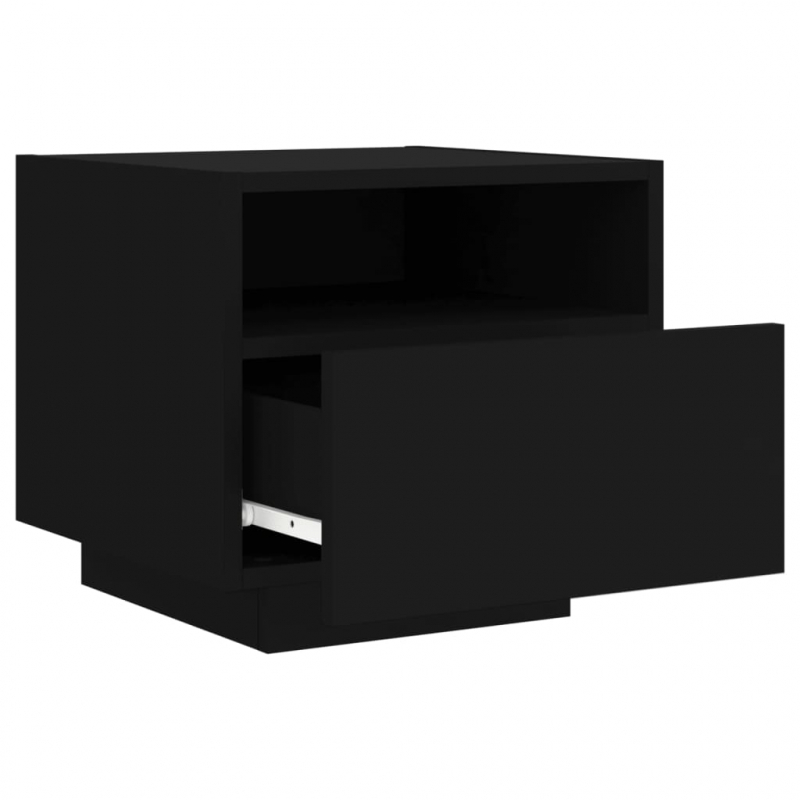 Nachttisch mit LED-Leuchten Schwarz 40x39x37 cm
