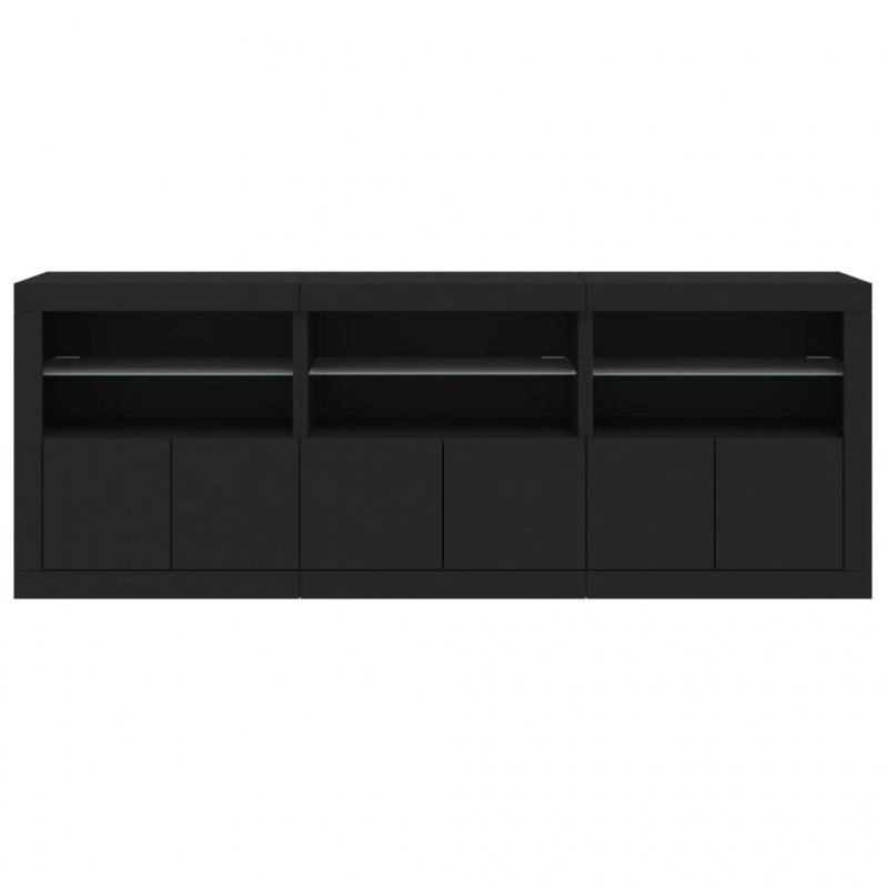 Sideboard mit LED-Leuchten Schwarz 181,5x37x67 cm