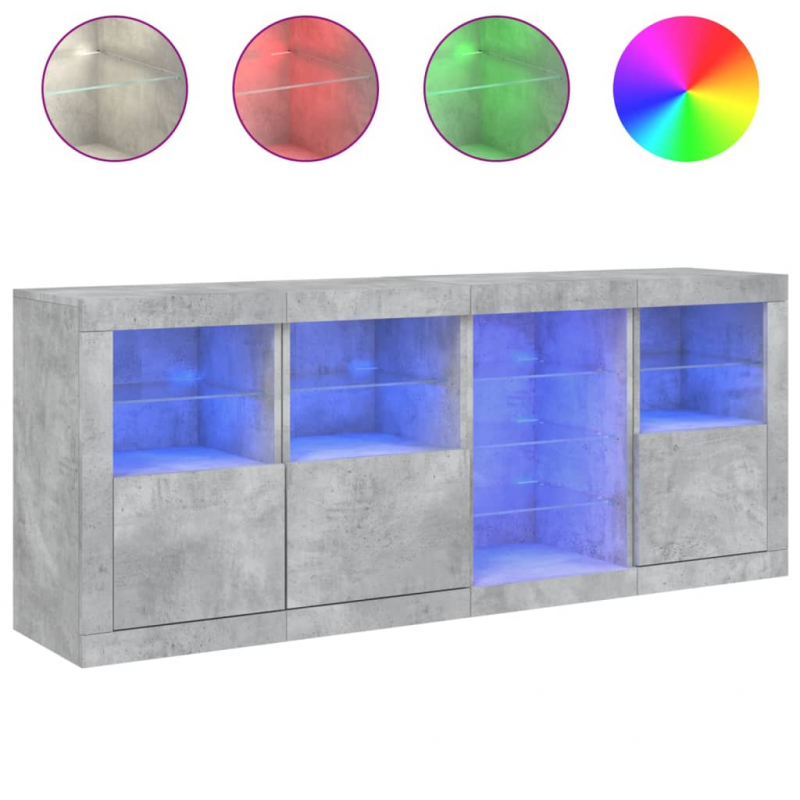 Sideboard mit LED-Leuchten Betongrau 164x37x67 cm