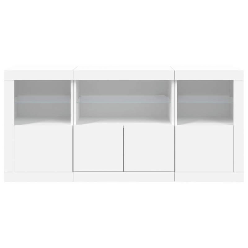 Sideboard mit LED-Leuchten Weiß 142,5x37x67 cm