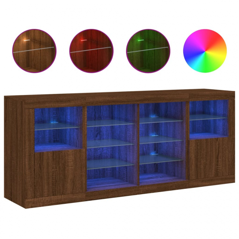Sideboard mit LED-Leuchten Braun Eichen-Optik 163x37x67 cm