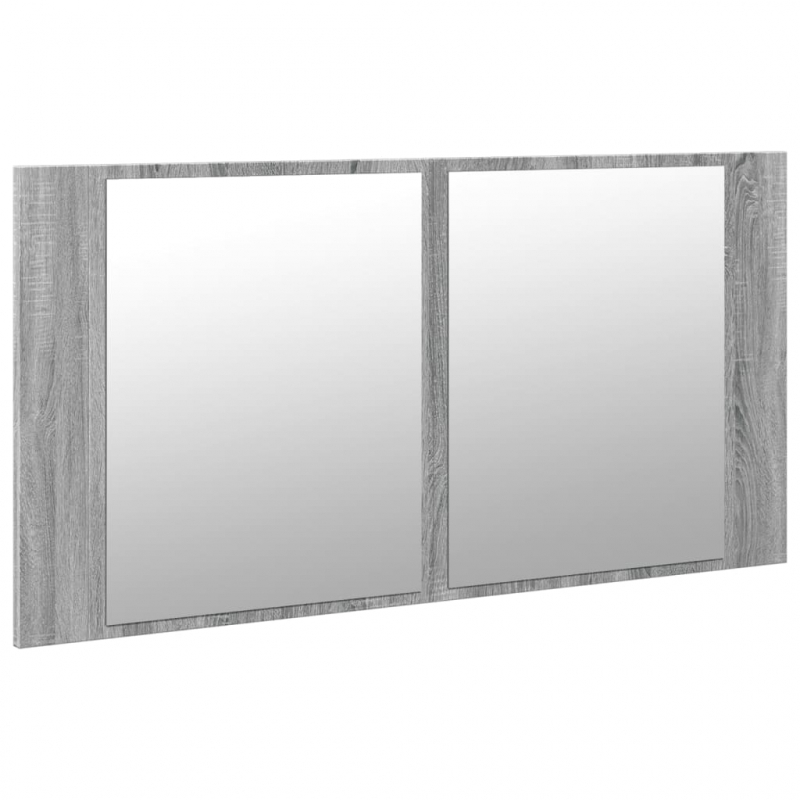 LED-Spiegelschrank Grau Sonoma 90x12x45 cm Acryl
