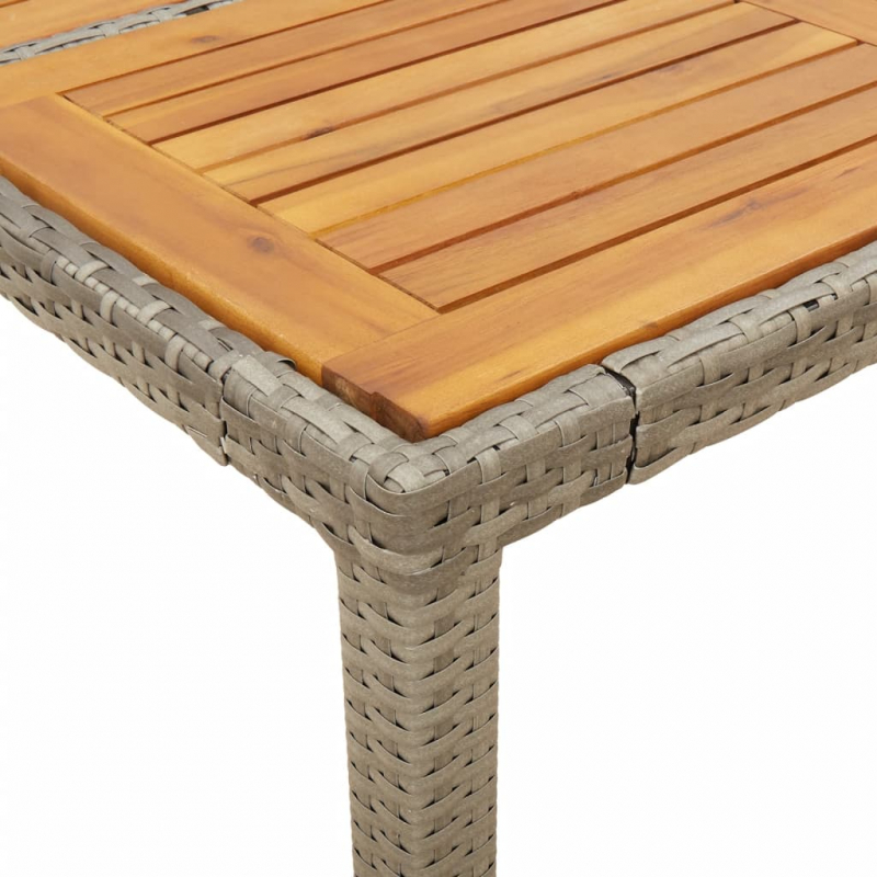 Gartentisch mit Akazienholz-Platte Grau 150x90x75cm Poly Rattan