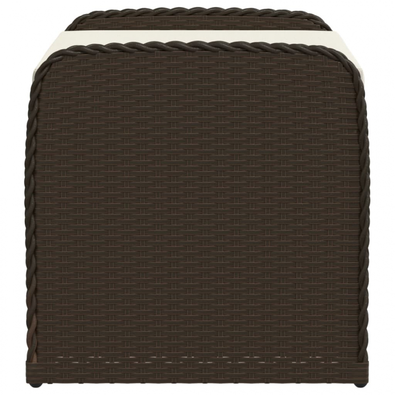 Sitzbank mit Stauraum & Kissen Braun 80x51x52 cm Poly Rattan