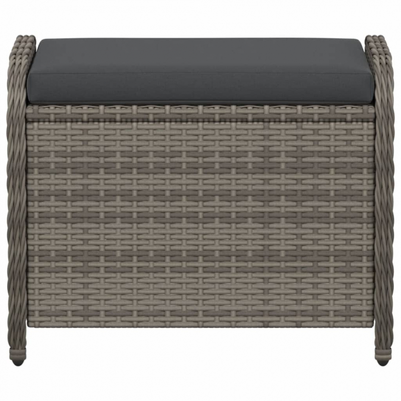 Gartenhocker mit Kissen Grau 58x46x46 cm Poly Rattan