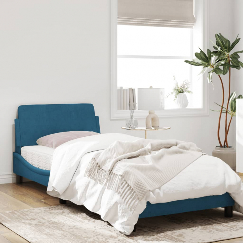 Bettgestell mit Kopfteil Blau 80x200 cm Samt