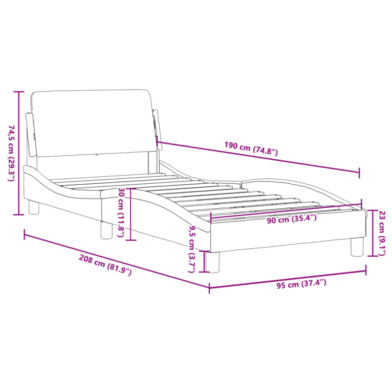 Bettgestell mit Kopfteil Braun 90x190 cm Kunstleder
