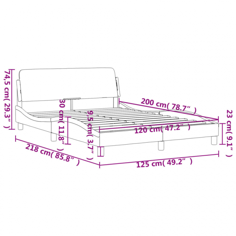 Bettgestell mit Kopfteil Cappuccino-Braun 120x200 cm Kunstleder