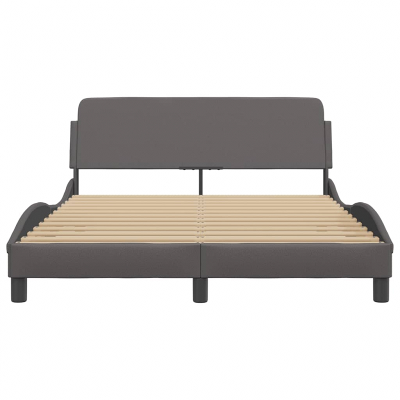 Bettgestell mit Kopfteil Grau 140x190 cm Kunstleder