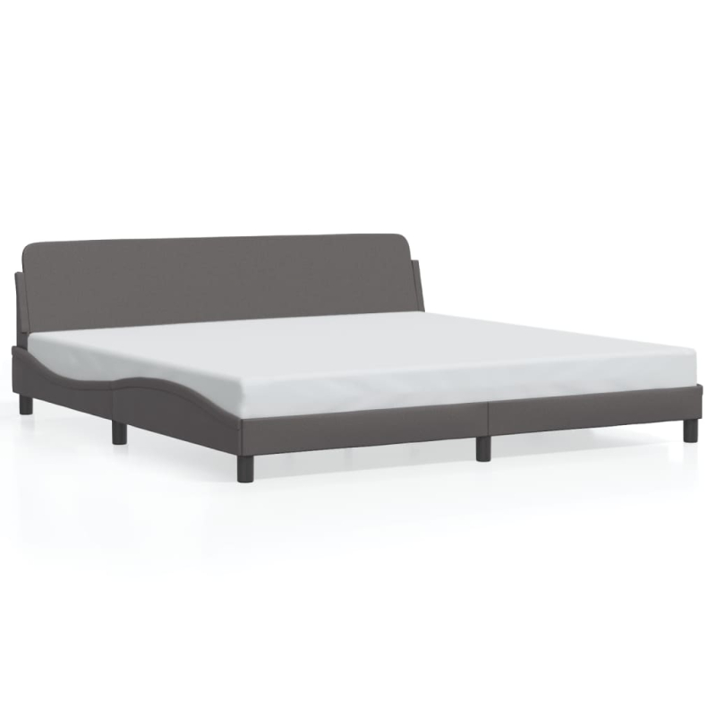 Bettgestell mit Kopfteil Grau 200x200 cm Kunstleder