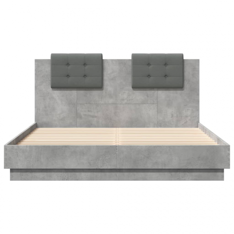 Bettgestell mit Kopfteil Betongrau 120x200 cm Holzwerkstoff
