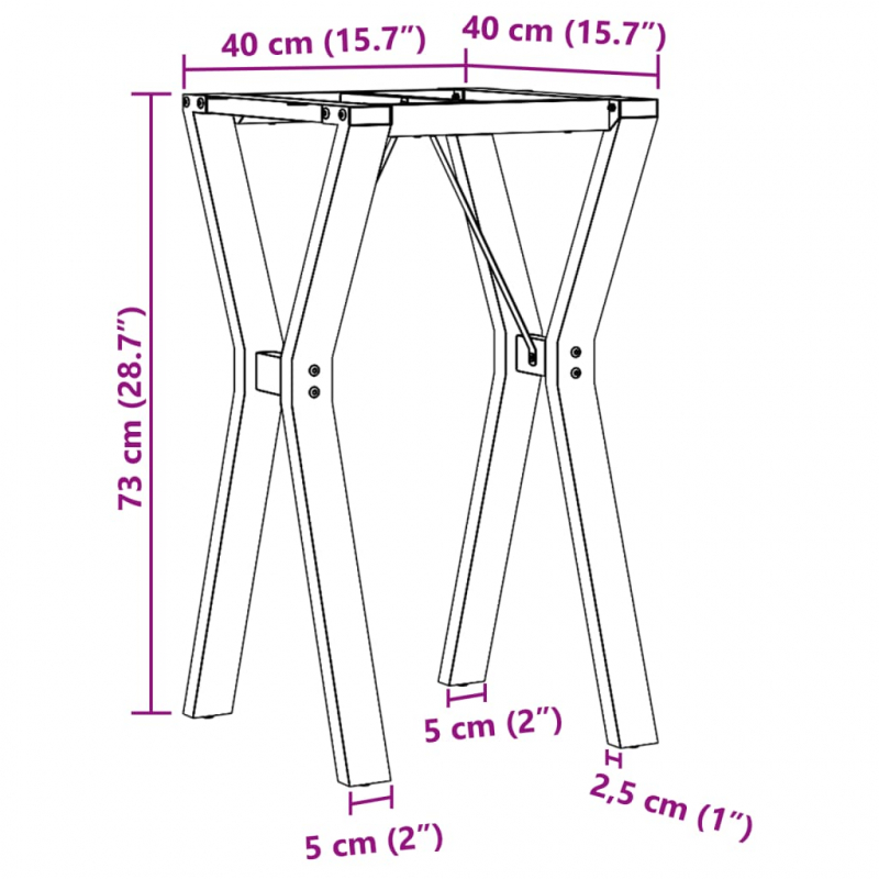 Esstisch-Gestell in Y-Form 40x40x73 cm Stahl