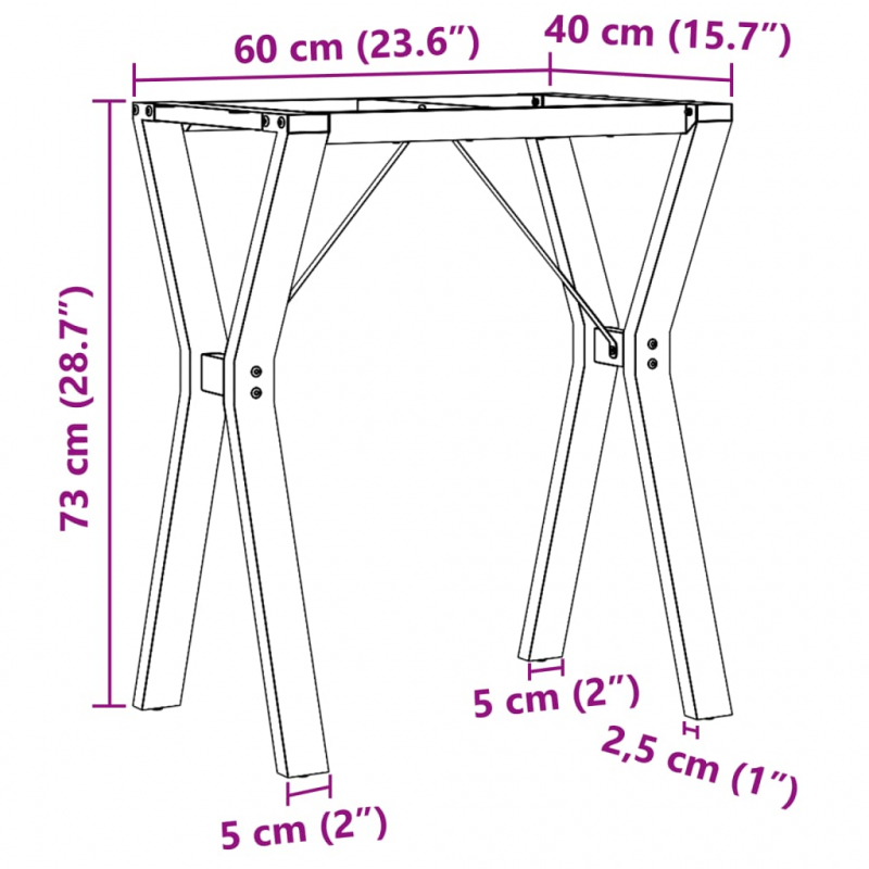 Esstisch-Gestell in Y-Form 60x40x73 cm Gusseisen