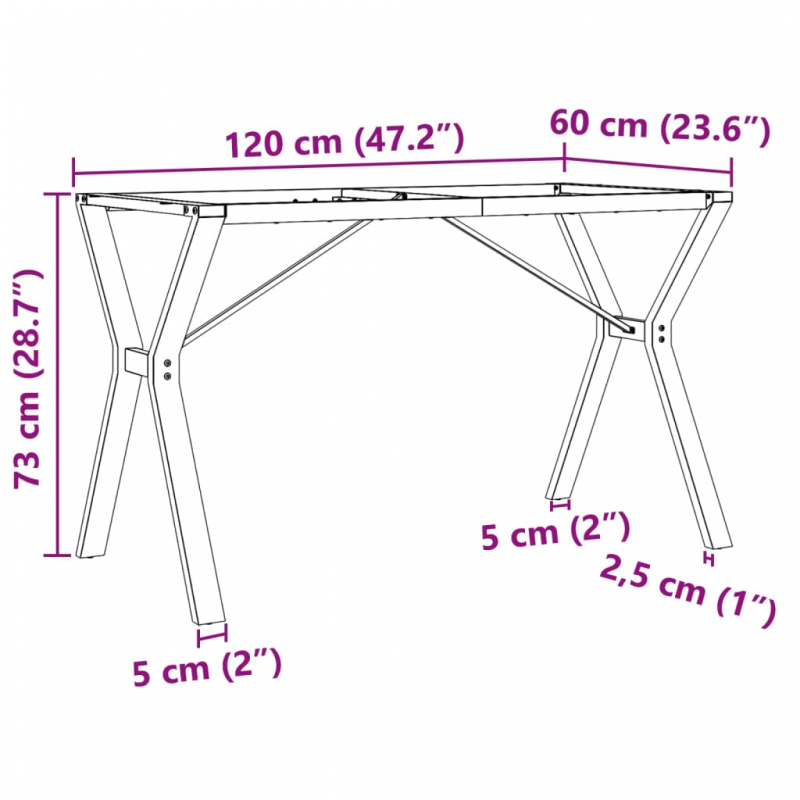 Esstisch-Gestell in Y-Form 120x60x73 cm Gusseisen