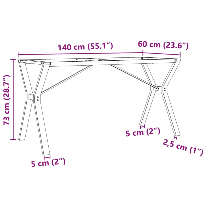 Esstisch-Gestell in Y-Form 140x60x73 cm Gusseisen