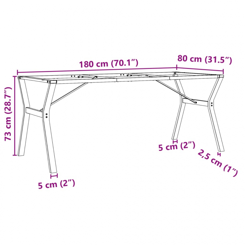 Esstisch-Gestell in Y-Form 180x80x73 cm Gusseisen