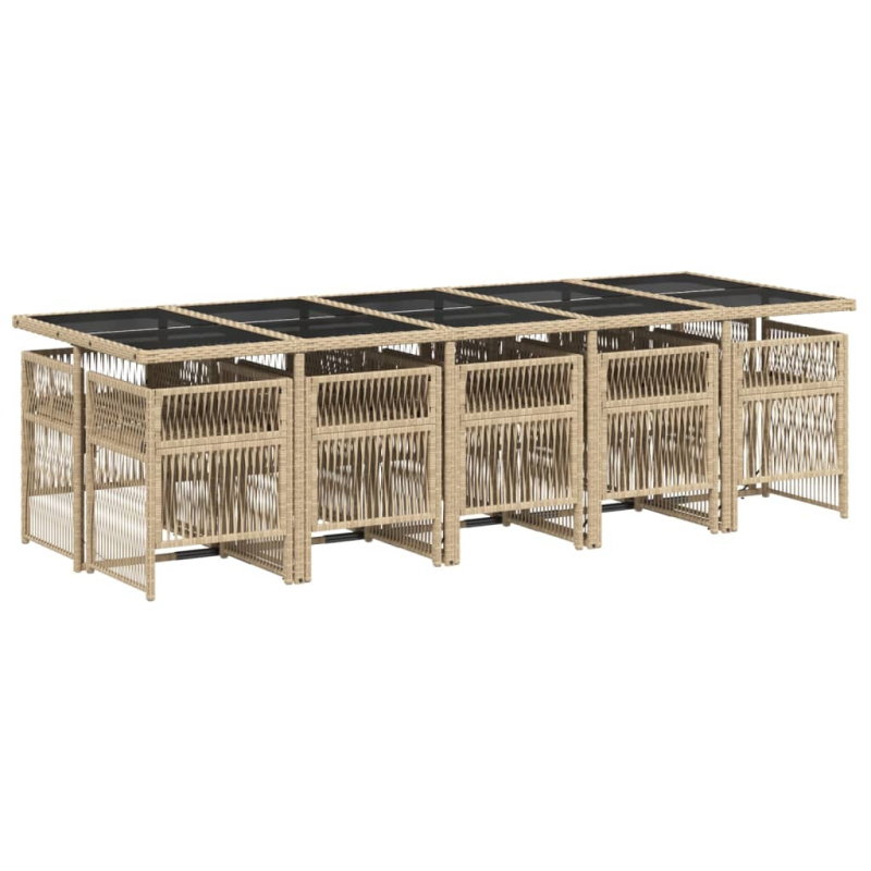 11-tlg. Garten-Essgruppe mit Kissen Beige Poly Rattan