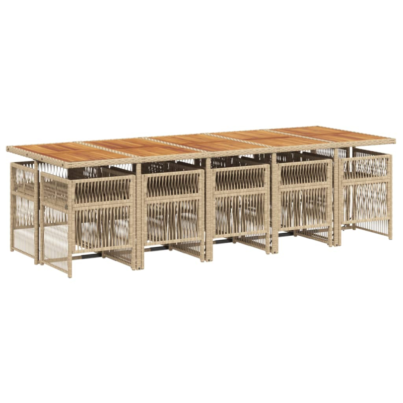 11-tlg. Garten-Essgruppe mit Kissen Beige Poly Rattan