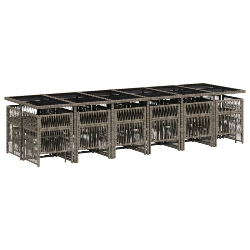 17-tlg. Garten-Essgruppe mit Kissen Grau Poly Rattan