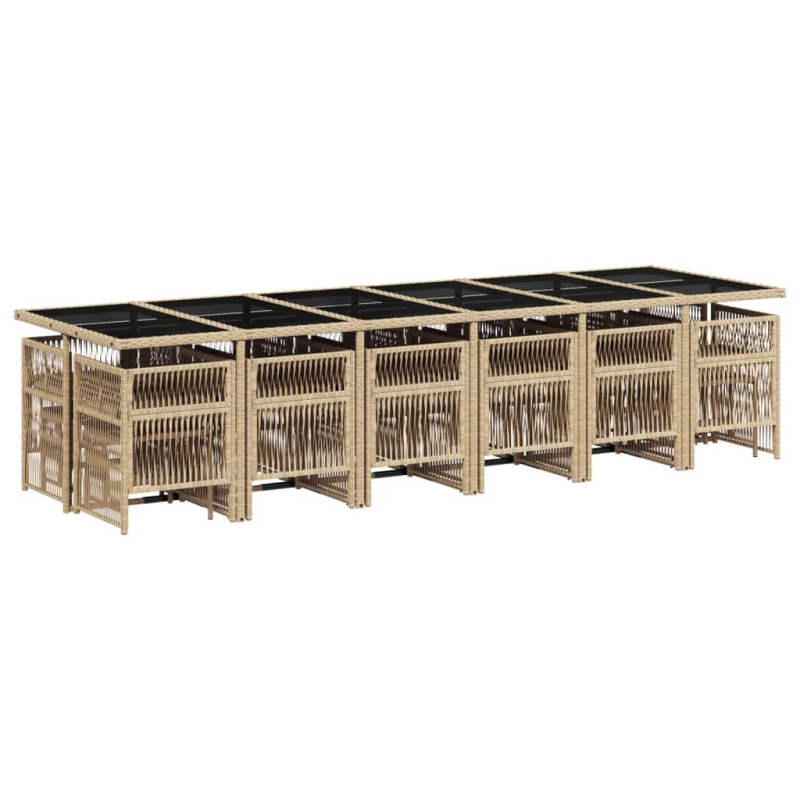 17-tlg. Garten-Essgruppe mit Kissen Beige Poly Rattan