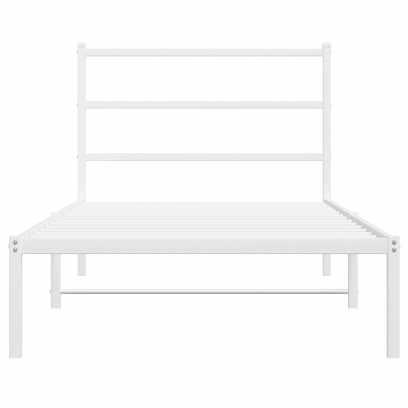 Bettgestell mit Kopfteil Metall Weiß 107x203 cm