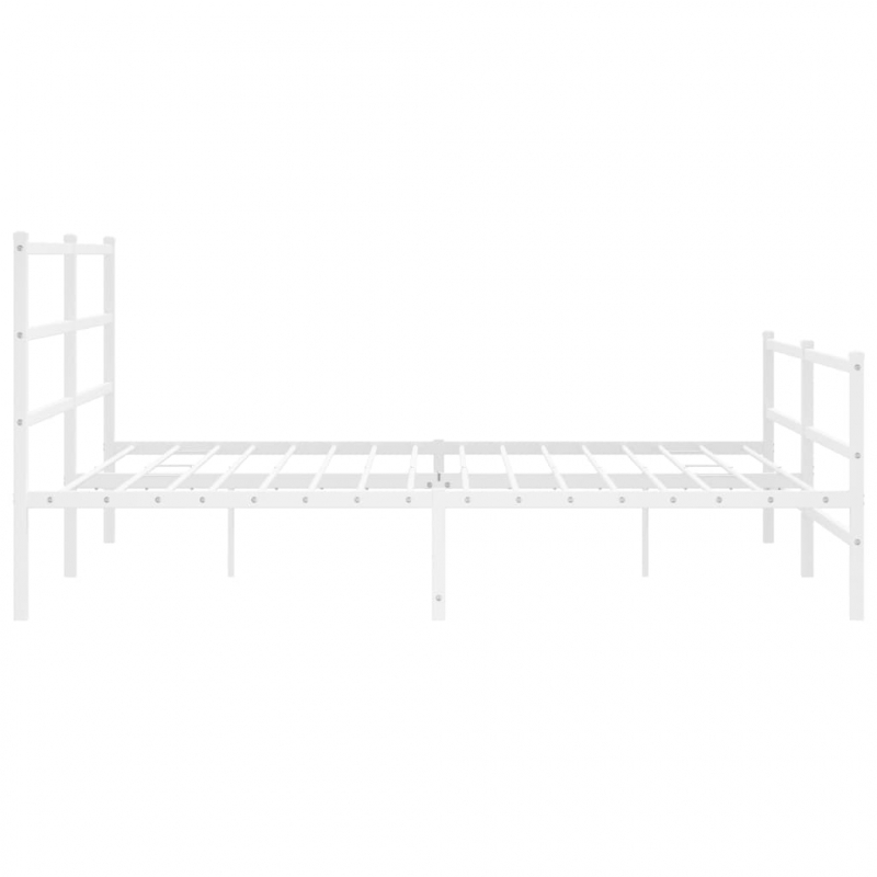 Bettgestell mit Kopf- und Fußteil Metall Weiß 200x200 cm