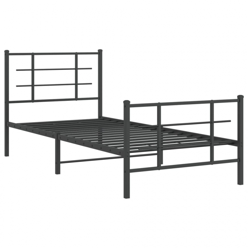 Bettgestell mit Kopf- und Fußteil Metall Schwarz 90x200 cm