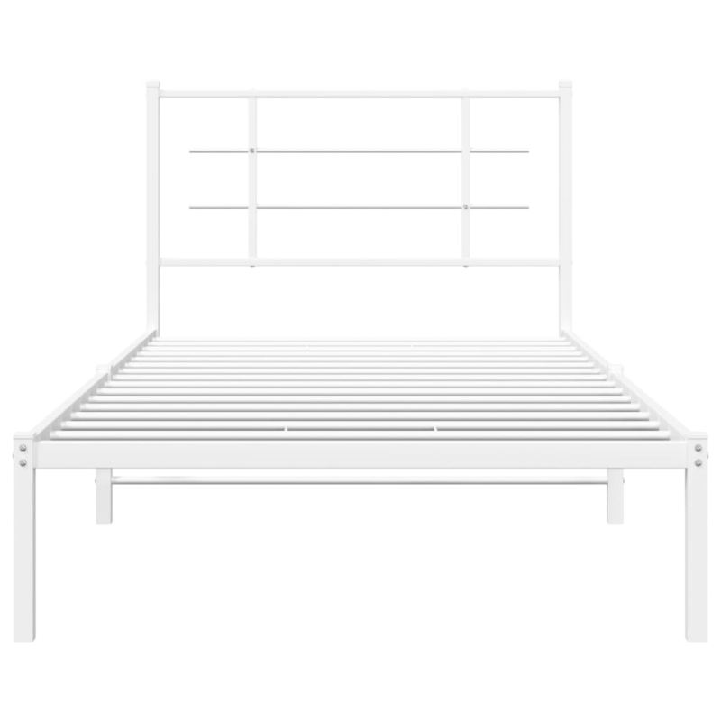 Bettgestell mit Kopfteil Metall Weiß 100x200 cm