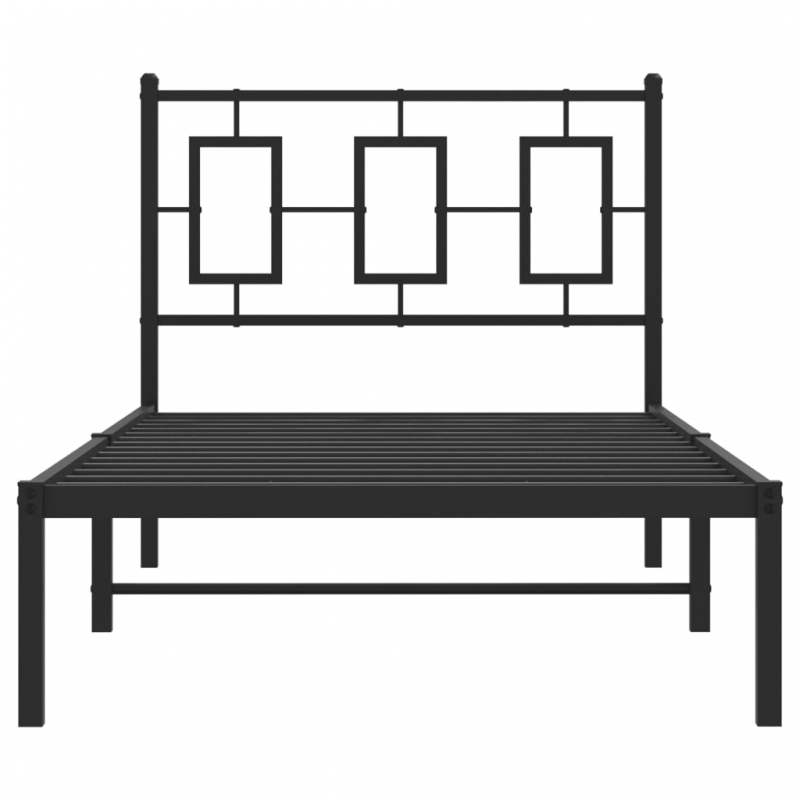 Bettgestell mit Kopfteil Metall Schwarz 90x190 cm