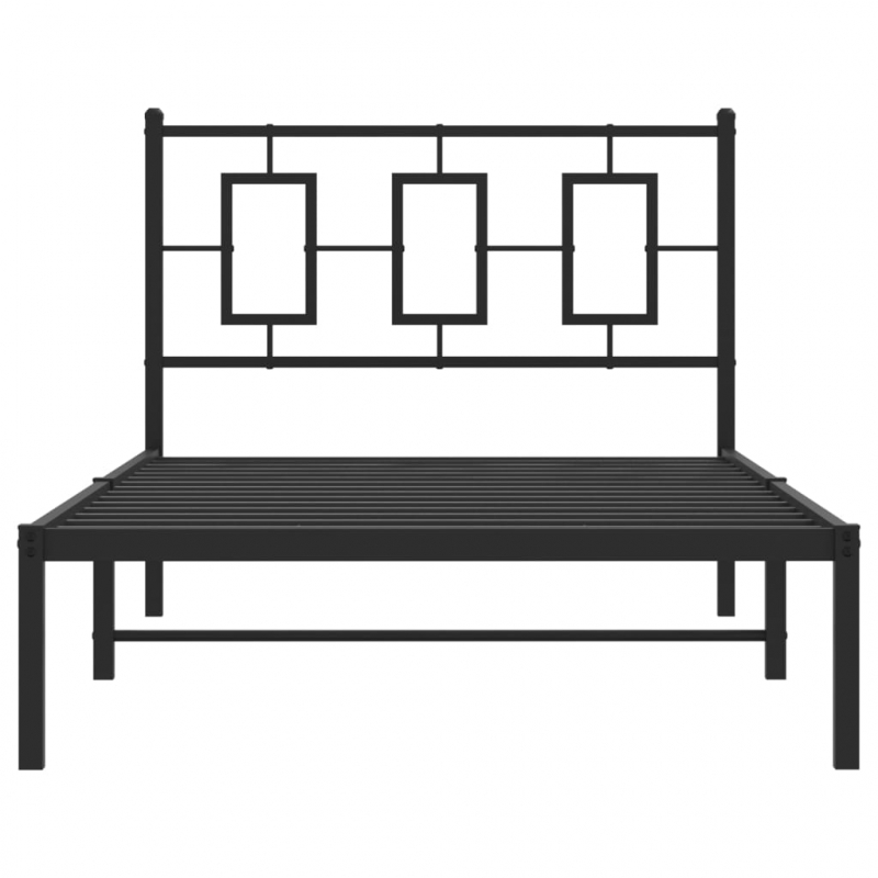 Bettgestell mit Kopfteil Metall Schwarz 100x190 cm