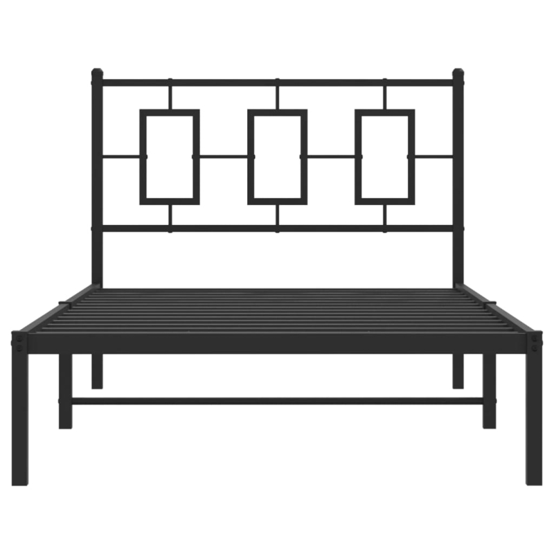 Bettgestell mit Kopfteil Metall Schwarz 100x200 cm