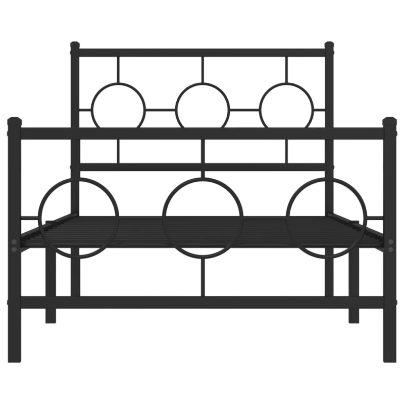 Bettgestell mit Kopf- und Fußteil Metall Schwarz 90x200 cm