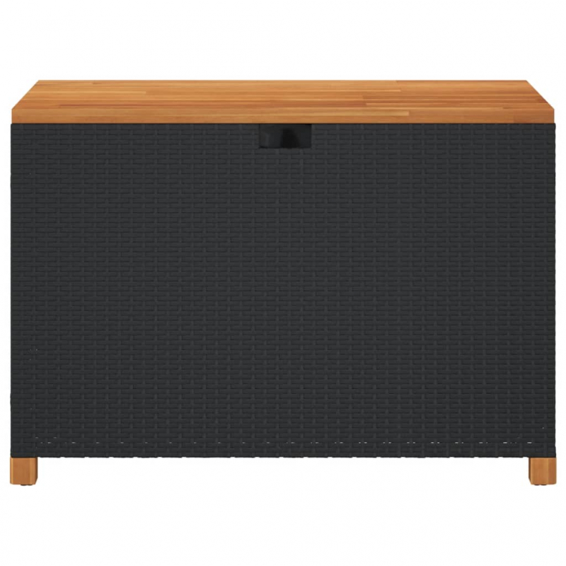 Gartentruhe Schwarz 110x55x63 cm Poly Rattan Akazienholz