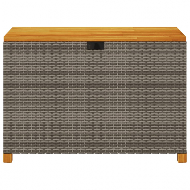 Gartentruhe Grau 110x55x63 cm Poly Rattan Akazienholz