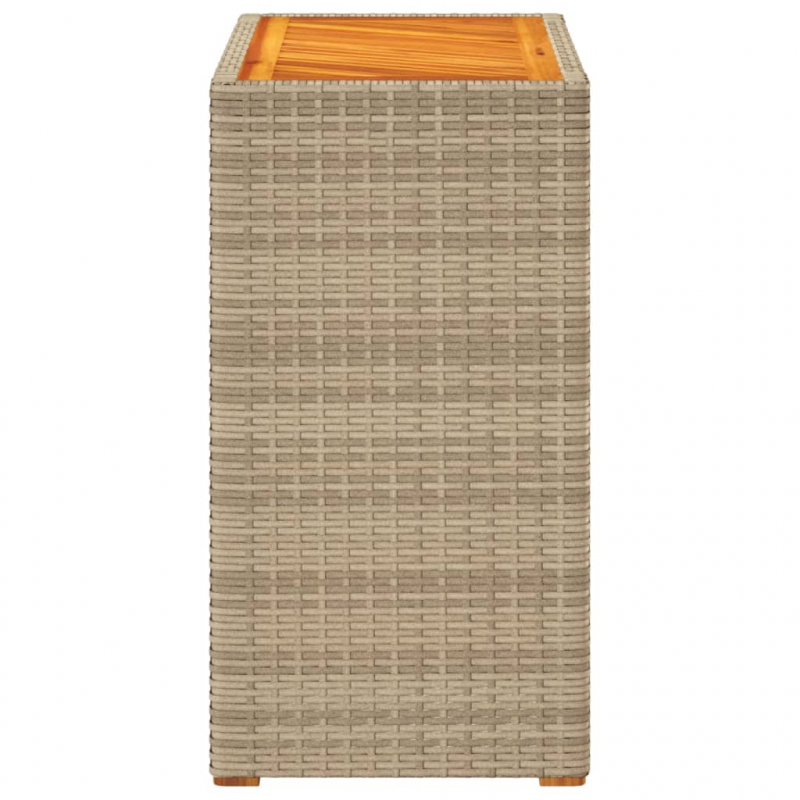 Garten-Beistelltisch mit Holzplatte Beige Poly Rattan