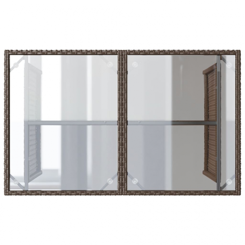Gartentisch mit Glasplatte Braun 110x68x70 cm Poly Rattan