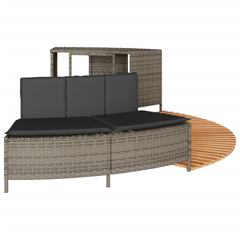 Whirlpool-Umrandung Grau Poly Rattan und Massivholz Akazie