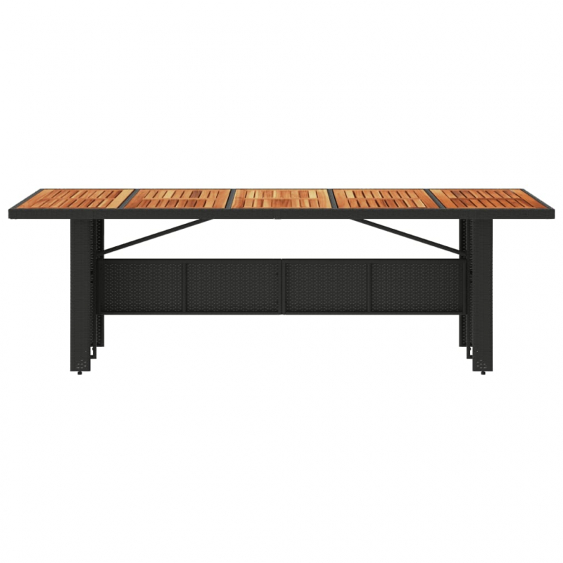 Gartentisch mit Holzplatte Schwarz 240x90x75 cm Poly Rattan